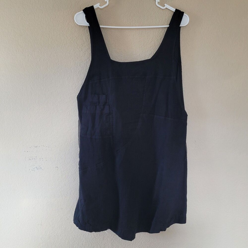 Lilith Dress Tunic Womens Size Large Silk Blend Black Mini Lagenlook Pockets